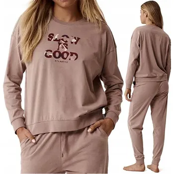 Dámské pyžamo Dámské pyžamo teplákové 100% Bavlna Domácí Teplákovka Komplet ATLANTIC NLP-499 XXL