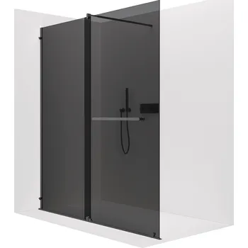 Cerano Sprchová zástěna Medin L/P, 8 mm, černá matná, grafitové sklo, 180x195 cm, dvoudílná posuvná, CER-478060