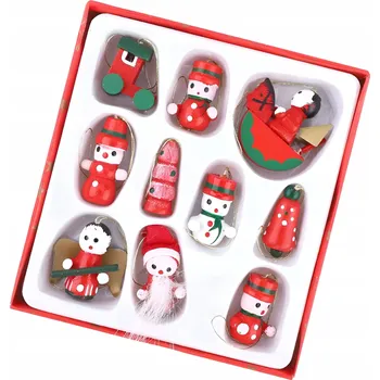 Vánoční dekorace OZDOBY NA VÁNOČNÍ STROMEK VÁNOČNÍ OZDOBY NEROZBITNÉ 10 Ks DŘEVĚNÉ