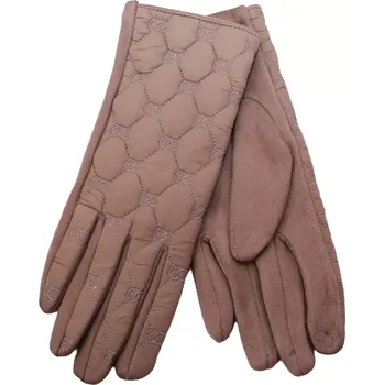 Čepice Dámské prošívané rukavice s jemným vzorem v mocca barvě velikost uni