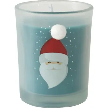 Svíčka Vánoční vonná svíčka zelená se Santou ve skle Intesi dekorativní