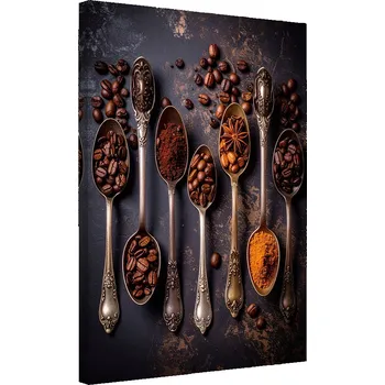 Obraz Obraz do kuchyně jídelny, Káva a stříbrné lžičky 60x90