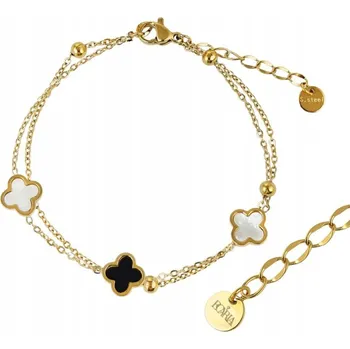 Náramek Náramek na ruku Chirurgická Ocel pozlacená 14K zlatem s motivem čtyřlístků