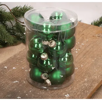Vánoční dekorace Zelené skleněné Vánoční Baňky 4 cm - 20 kusů v balení