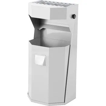 Venkovní odpadkový koš Meva Koš s popelníkem - šedý 50L