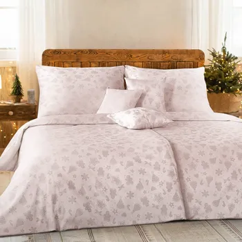 Povlečení Luxusní damaškové povlečení Perníčky pudrová: 140x200cm, 70x90cm