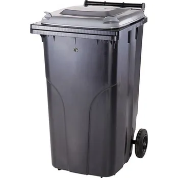 Popelnice Meva Plastová nádoba 120 l - černá/šedé víko