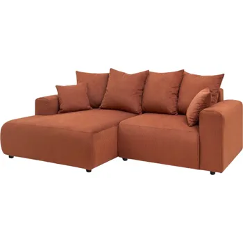 Pohovka Bobochic Paris Terakotově oranžová manšestrová rohová pohovka Enjoy 237 cm, levá