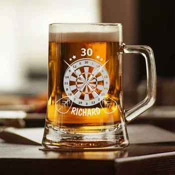 Sklenice Půllitr s pískovaným motivem "TERČ ŠIPKY"