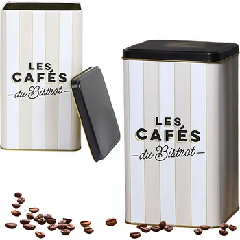 Dóza na potraviny Dóza na kávu Bistrot, černo-béžová, kovová, 11 x 18 cm Elegantní černá