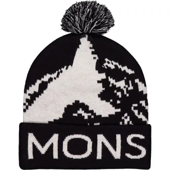Čepice kulich MONS ROYALE MTN PIXEL MERINO POM POM BEANIE black / white