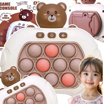 POP IT DOVEDNOSTNÍ HRA POP IT ANTISTRESOVÁ ELEKTRONICKÁ KONZOLE MEDVÍDEK 80 ÚROVNÍ