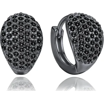 Šperk MINET Pozlacené stříbrné náušnice kapky s černými zirkony