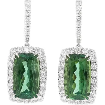 Náušnice Elegance Zelených Turmalínů v Kombinaci s Diamanty 2020906