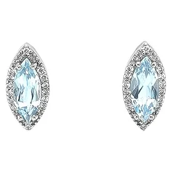 Náušnice Zlaté Náušnice s Modrými Topazy a Diamanty 2020411