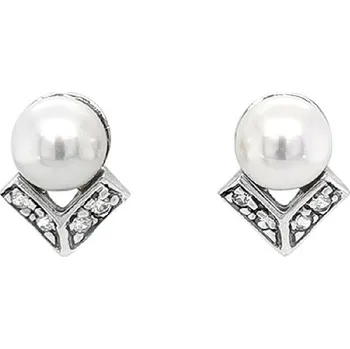 Náušnice Peckové Náušnice s Perlou z Bílého Zlata 7120179