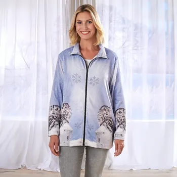 Fleecová bunda Sněžná sova modrá bílá XL