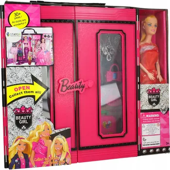 Panenka Skříň pro panenky Šatník Domeček s oblečením pro stylizaci panenky + 2x Panenka