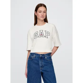 Dámské oblečení GAP Dámské Oversize crop mikina VintageSoft Americana GAP Bílá XXS (2871051)