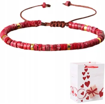 Náramek Nastavitelný náramek s přírodním kamenem – červený mořský jaspis 2 x 4 mm