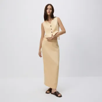 Dámská sukně Reserved - Sukně s vysokým obsahem lnu - světle žlutá - 694EH-10X - 694EH-10X-L