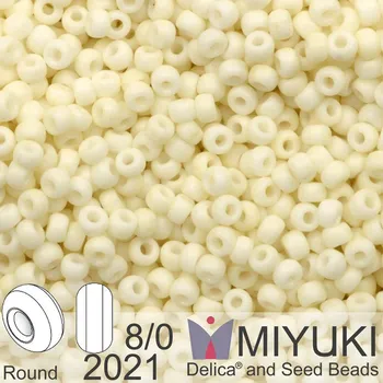 Korálek Korálky Miyuki Round 8/0. Barva 2021 Matte Opaque Cream. Balení 5g