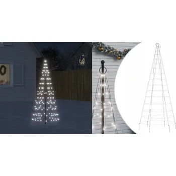 Vánoční dekorace Vánoční stromek s osvětlením na stožár 200 studených bílých LED 180 cm
