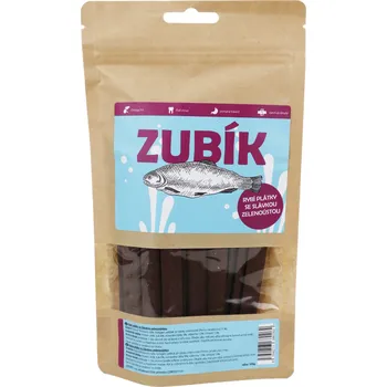 Pamlsek pro psa JOPOPET s.r.o. Pochoutka ZUBÍK Rybí plátky se slávkou zelenoúst. 200g