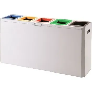 Odpadkový koš Meva Pětikomorový koš na třídění odpadu Šedé / modré, žluté, červené, zelené, černé