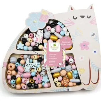 Dřevěná hračka Korálky Kočka