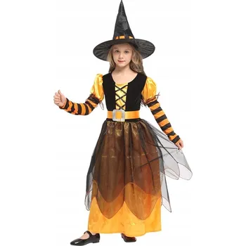 Karnevalový kostým KOSTÝM KOSTÝM ČARODĚJNICE ŽLUTÝ DĚTSKÝ KARNEVAL 3-8 LET