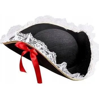 Klobouk KLOBOUK TRICORN PIRÁTSKÝ PIRÁT PIRÁTA ČERNÝ