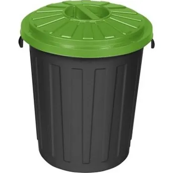 Odpadkový koš Meva Plastový koš černý se zeleným víkem - 24 l