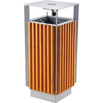 Odpadkový koš Meva Odpadkový koš s dřevěnou výplní a s popelníkem 65 l 410x940x410 mm