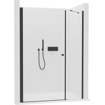 Cerano Sprchové křídlové dveře Antelo s pevnou částí L/P, 6 mm, černá matná, transparentní sklo, 80x50 cm, CER-435704