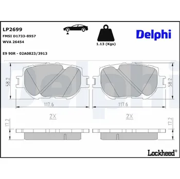 Auto-moto Sada brzdových destiček, kotoučová brzda DELPHI LP2699