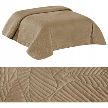 Přehoz na lůžko Přehoz na postel pohovku 200x220 PROŠÍVANÝ s motivem listů mikrovlákno Corrado BÉŽOVÁ