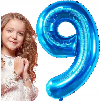 Balónek FÓLIOVÝ BALÓNEK ČÍSLICE 9 MODRÝ NAROZENINY 45 cm
