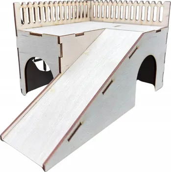 Dřevěný domeček pro křečka z překližky, patrový, k sestavení