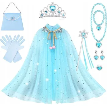 Karnevalový kostým KOSTÝM ŠATY KOSTÝM PRINCEZNA KRÁLOVNA SNĚHU SADA DOPLŇKŮ PLÁŠŤ BÁL M