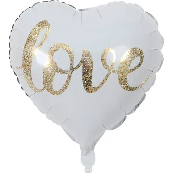 Balónek Fóliový balónek srdce svatba svatební hostina Love bílý 45 cm