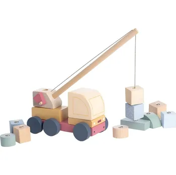 ostatní stavebnice Cubika Pastel Autojeřáb s magnetem - dřevěná skládačka 14 dílů