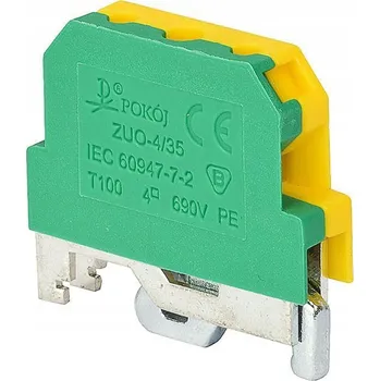 svorka Svorkovnice na DIN lištu ZUG 10mm2 ZUO-16/35 žluto-zelená