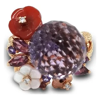 Prsten Zlatý Prsten Polodrahokamy a Diamanty