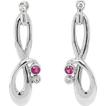 Náušnice Luxusní Náušnice z Bílého Zlata s Rubínem a Zirkony 7120248