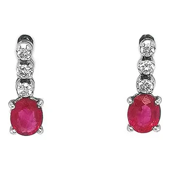 Náušnice Zlaté Náušnice s Rubíny a Diamanty 2020215