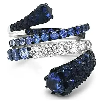 Prsten Zlatý Prsten se Safíry a Diamanty 2010386