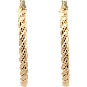 Náušnice Luxusní Kruhové Náušnice ze Žlutého Zlata s Krouceným Designem 7122634