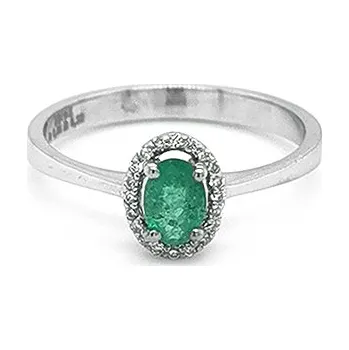 Prsten Zlatý Prsten se Smaragdem a Diamanty 2010563