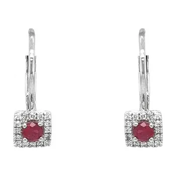 Náušnice Rubínové náušnice s diamanty z bílého zlata 2020570